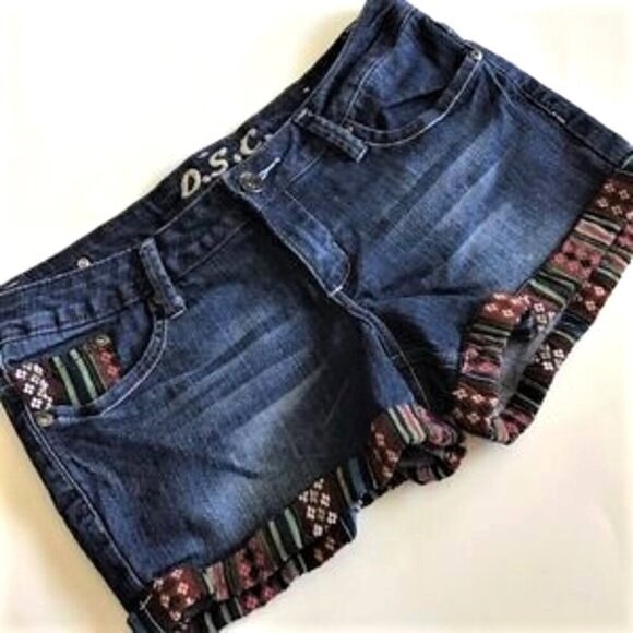 O.S.C. BOHO DENIM JEAN SHORTS - Picture 1 of 9